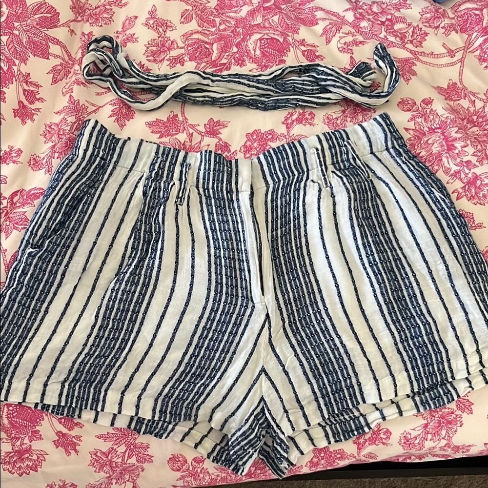Striped Blue and White Women's Shorts